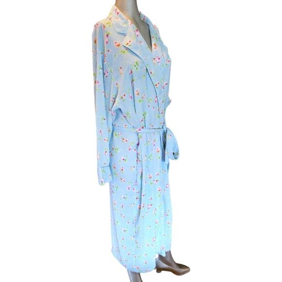 Victoria's Secret Full Length Blue Floral Robe Large - Picture 10 of 10